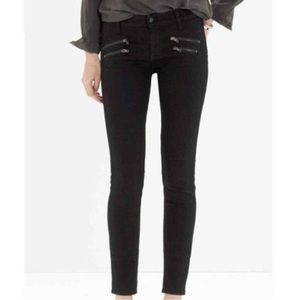Madewell Black Moto Skinny Zipper Jeans, 27